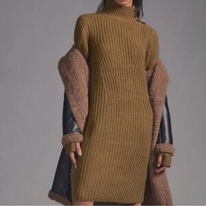 Anthropologie Green Knit Sweater Dress - Moon River